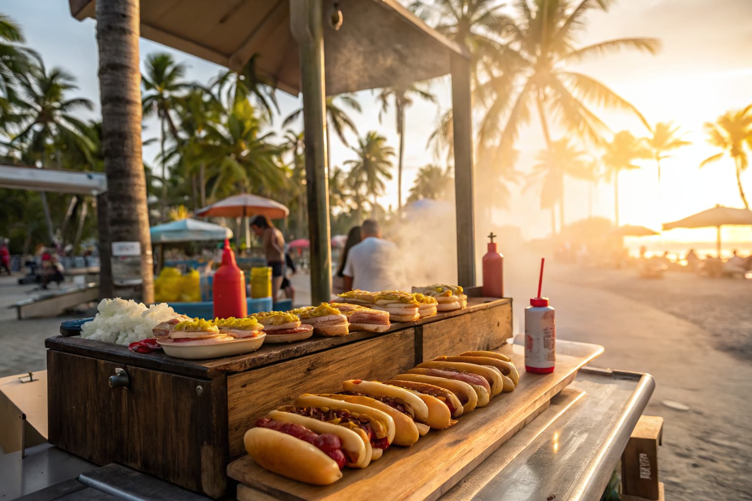 Adam's Hot Dogs outdoor stand in Jaco, Costa Rica
