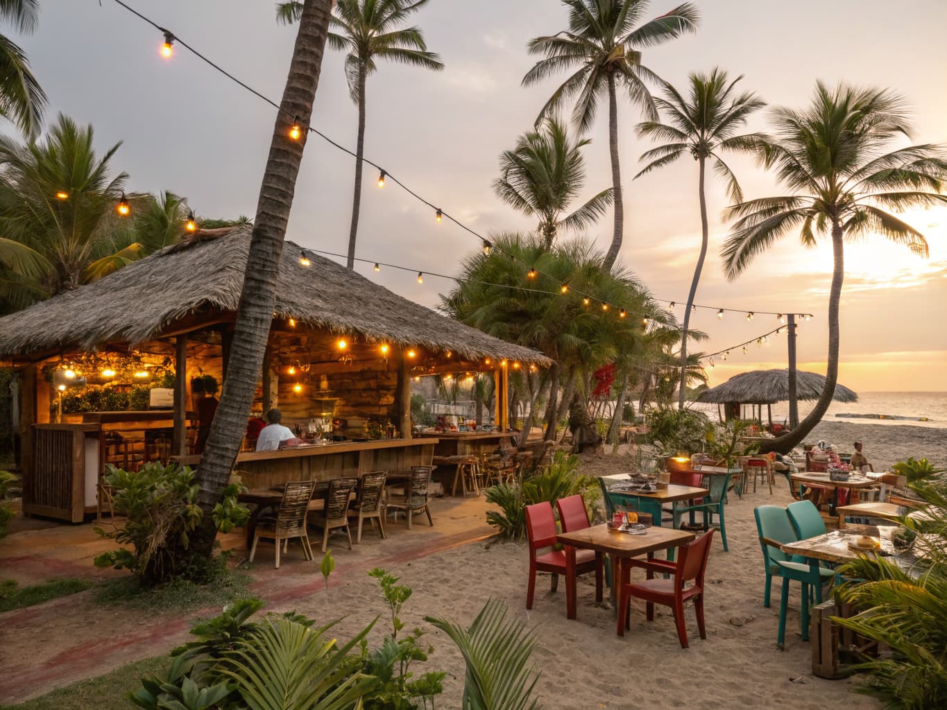 Tropical beach restaurant vibes in Jaco, Costa Rica